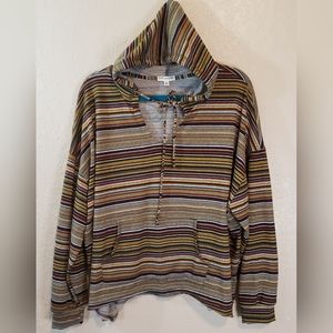Earthbound Striped Hoodie Shirt, Size XL